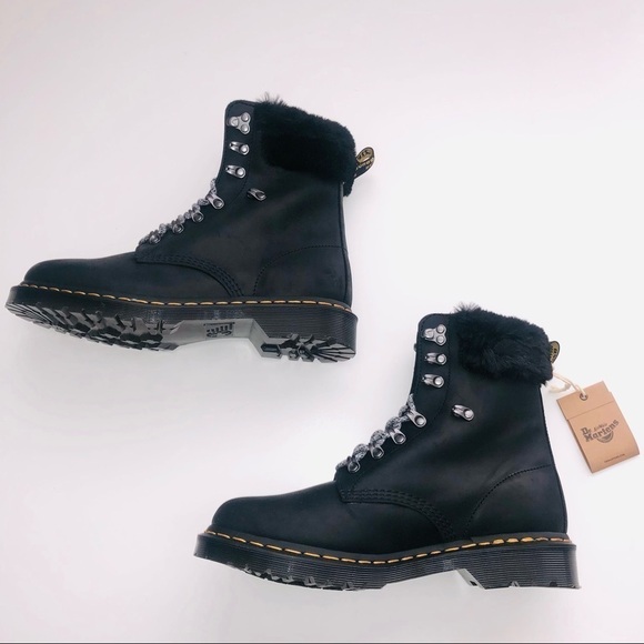 NWT Dr. Martens 1460 Serena Collar Faux Fur Lined Combat Boots size 10 - Picture 7 of 13
